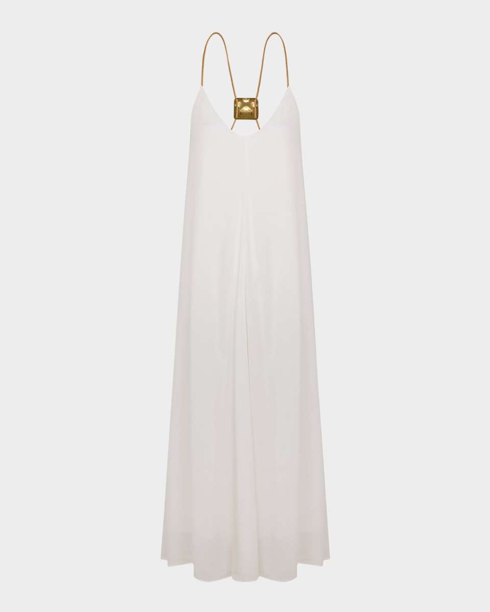 Solid Rebeca V-Neck Maxi Dress